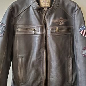 Brown Leather Moto Jacket